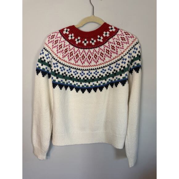 Marine Layer Fiorella Fair Isle Crewneck Sweater Merino Wool S NEW $178 - Picture 3 of 10